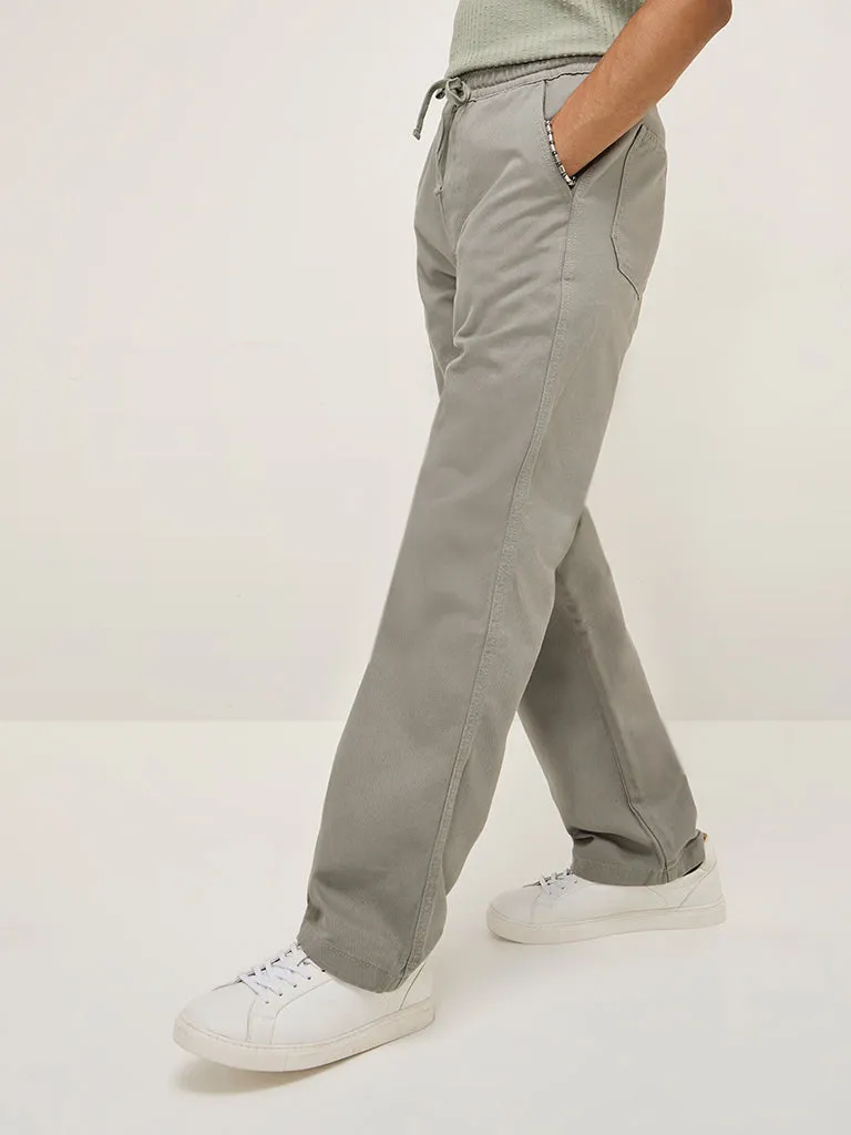 Nuon Sage Slim-Fit Mid-Rise Cotton Trousers