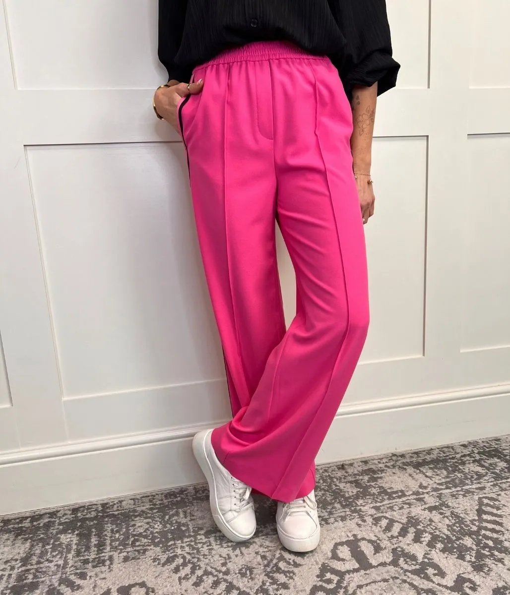 Pink Side Stripe Wide Leg Trousers