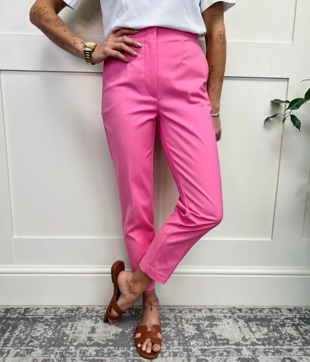 Pink Slim Fit Ankle Grazer Trousers