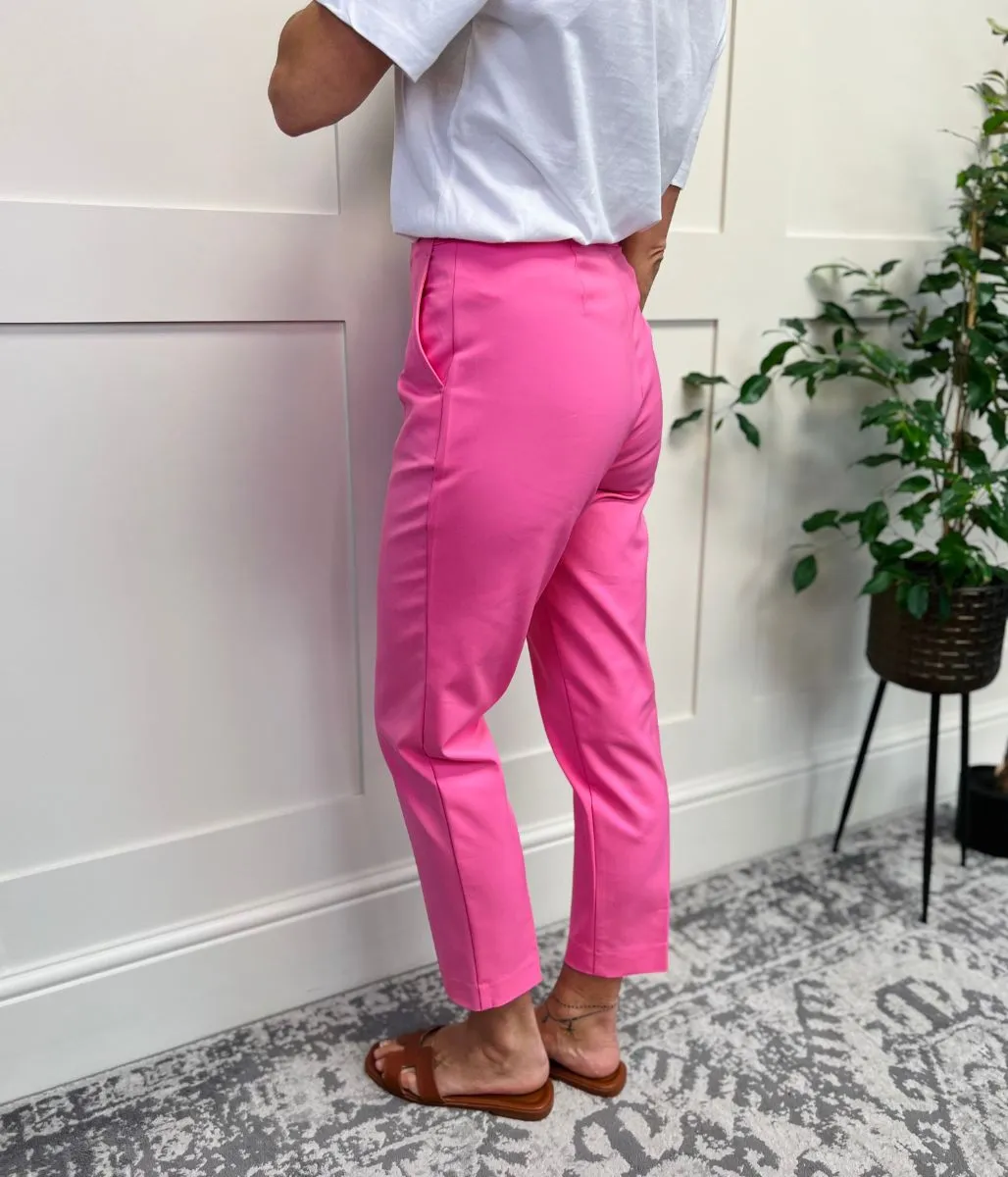 Pink Slim Fit Ankle Grazer Trousers