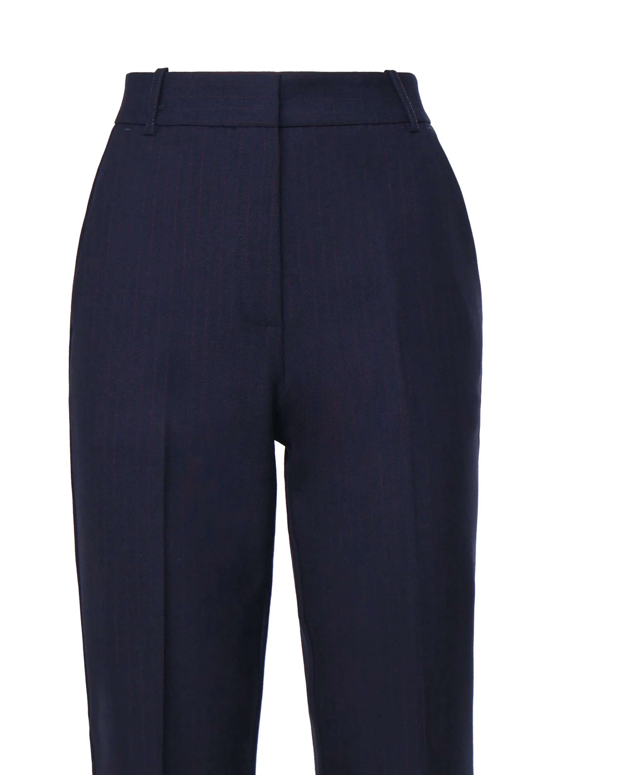 Pinstriped High Waist Blue Trousers