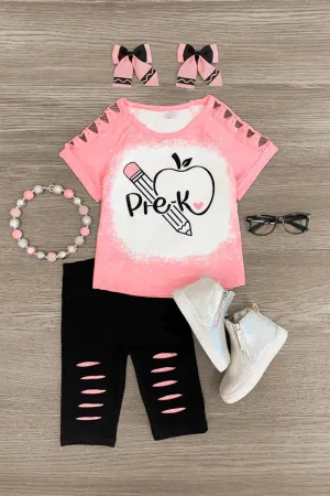 "Pre-K - 5th Grade" Pink Capri Set