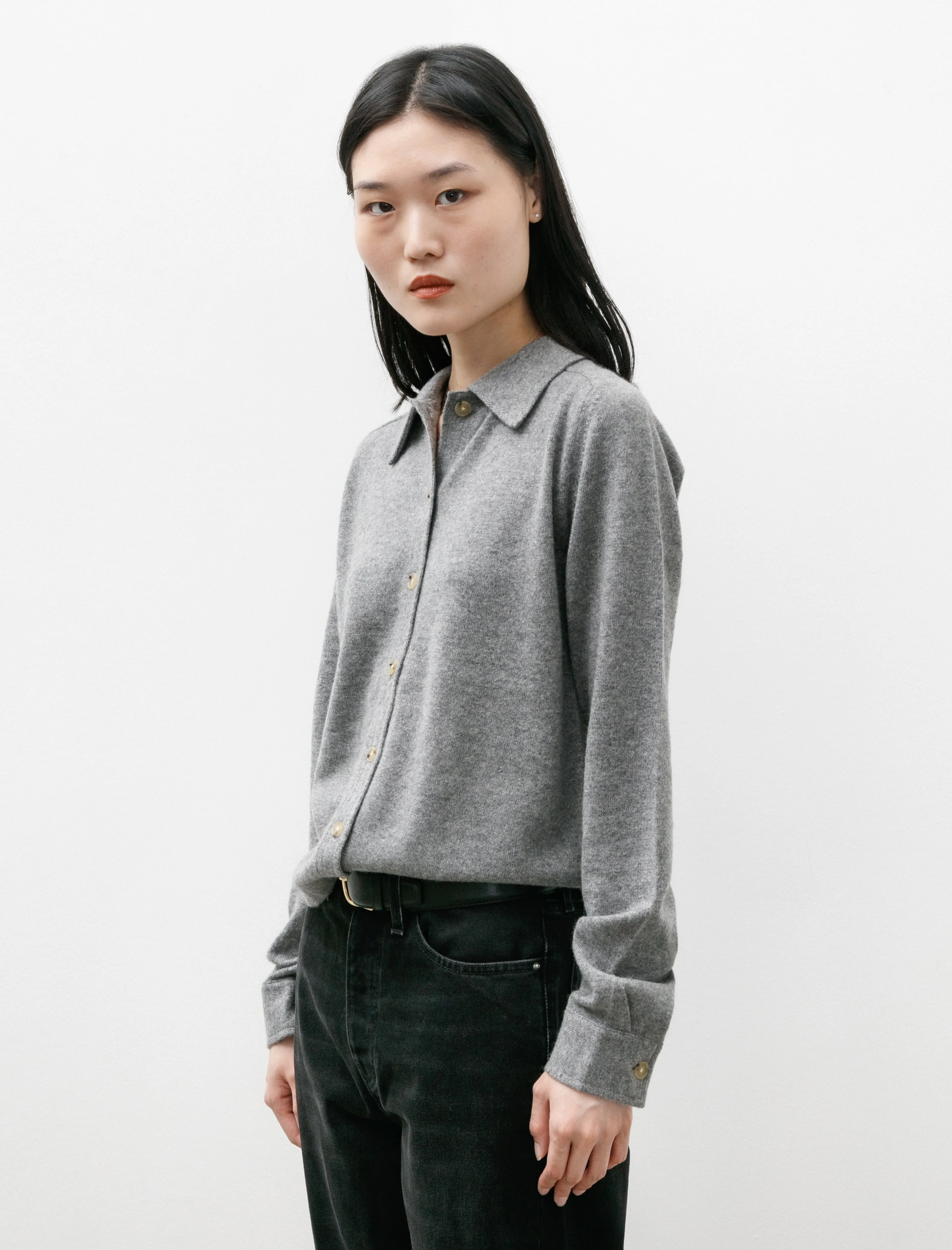 Raglan Sleeve Cashmere Shirt Grey Mélange