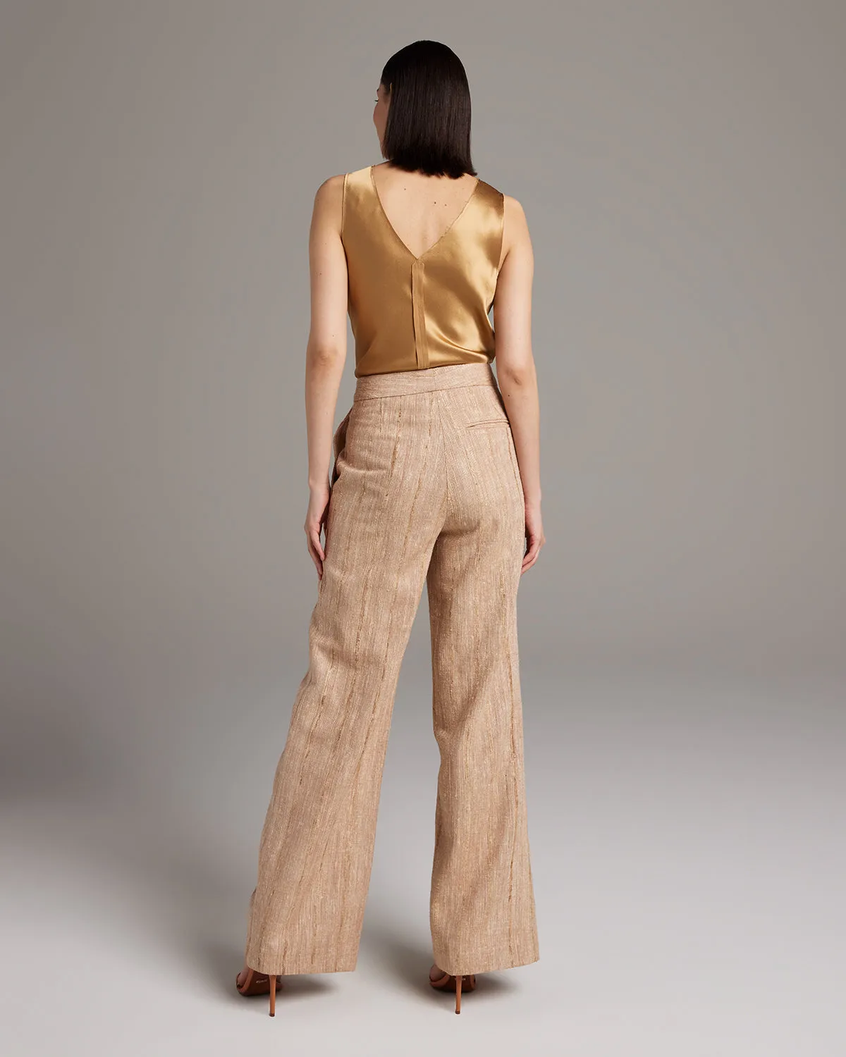 Raw Silk Pinstripe Trousers