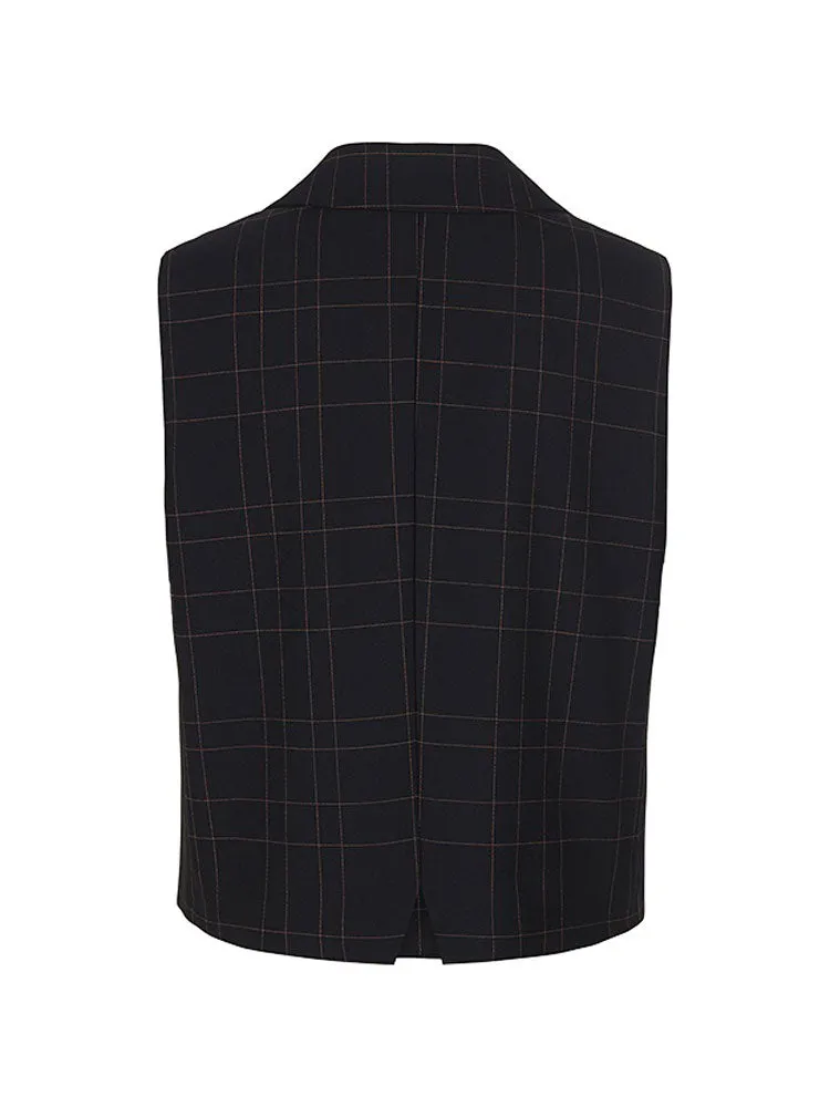 Riani Subtle Checked Waistcoat Black Patterned