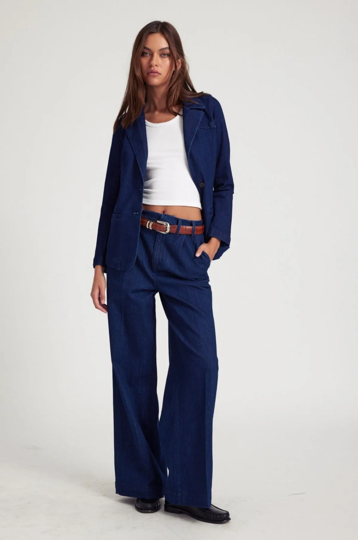 Rinse Denim Pleated Trousers