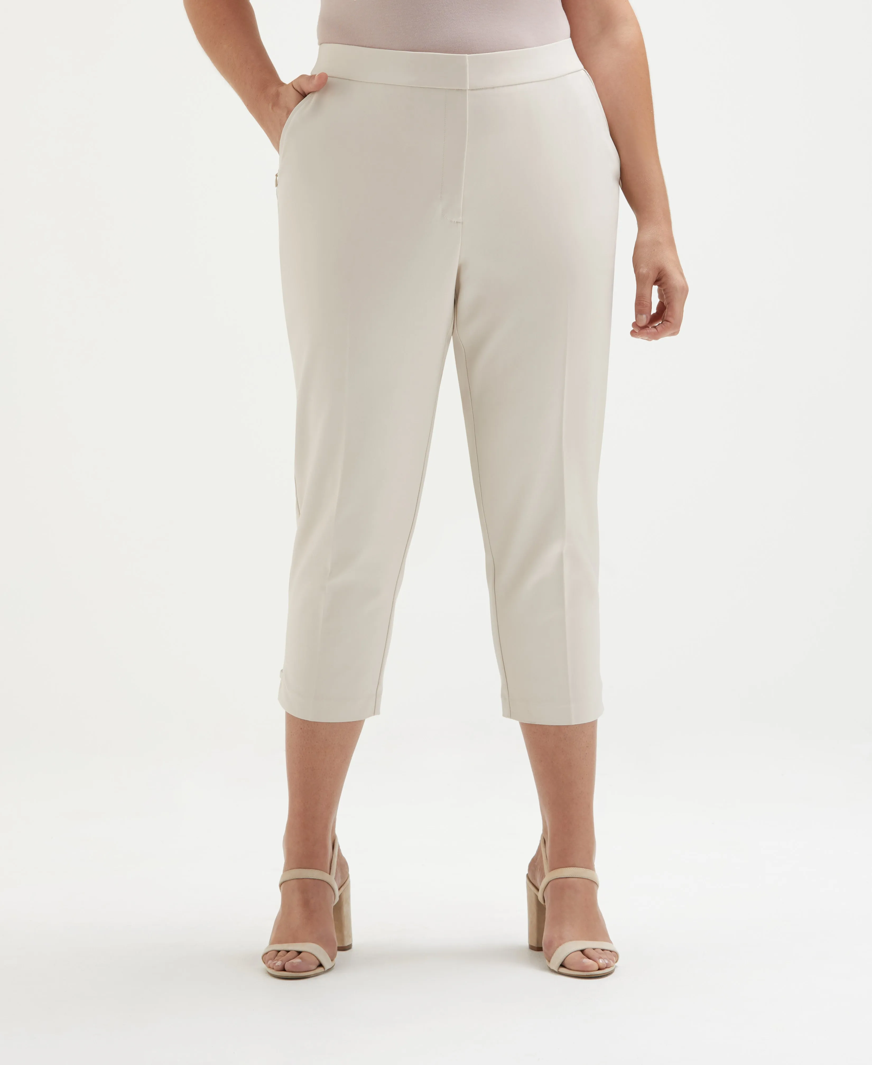 Satin Twill Capri With Grommets