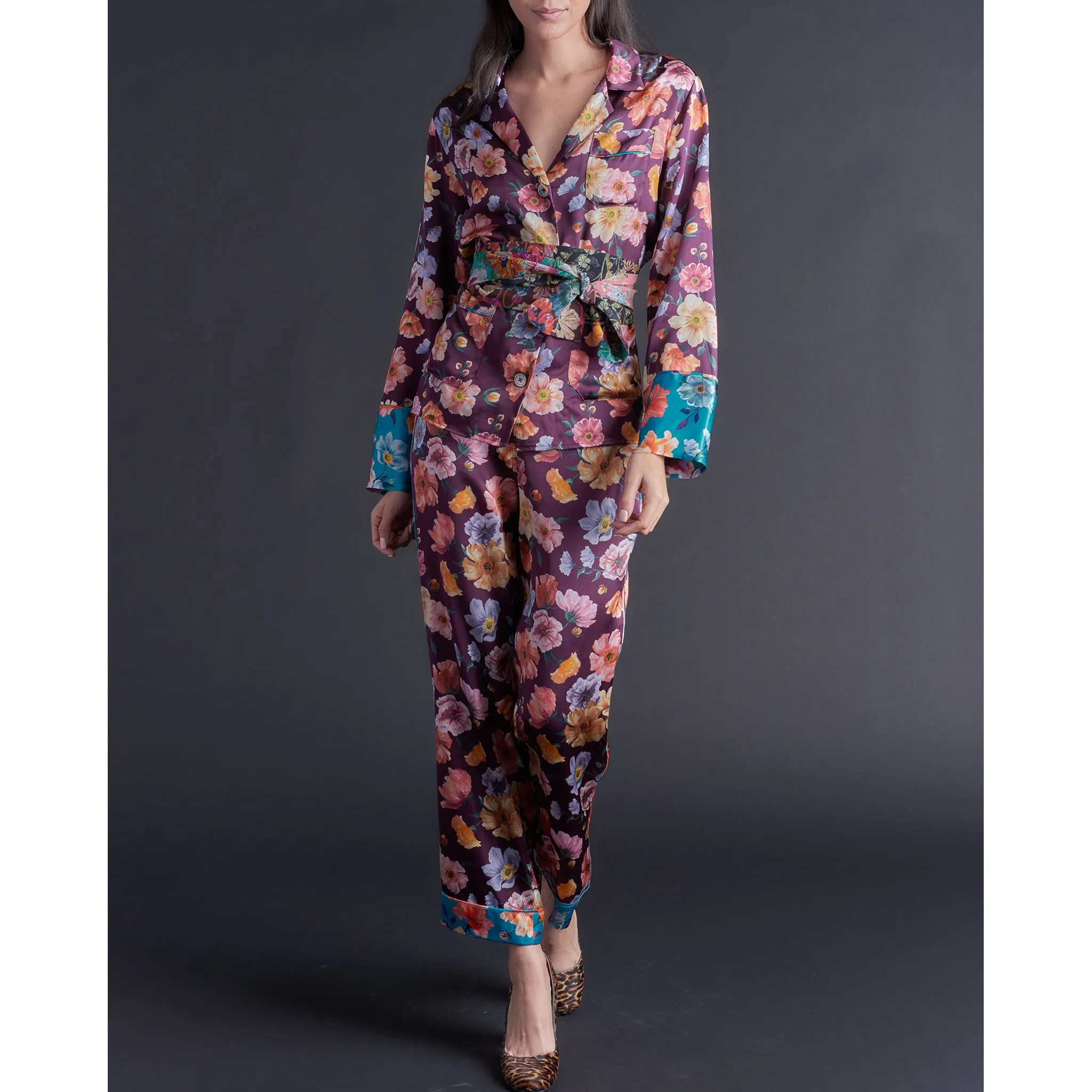 Serena Pajama Pant in Jessica's Picnic Liberty Print Silk Charmeuse