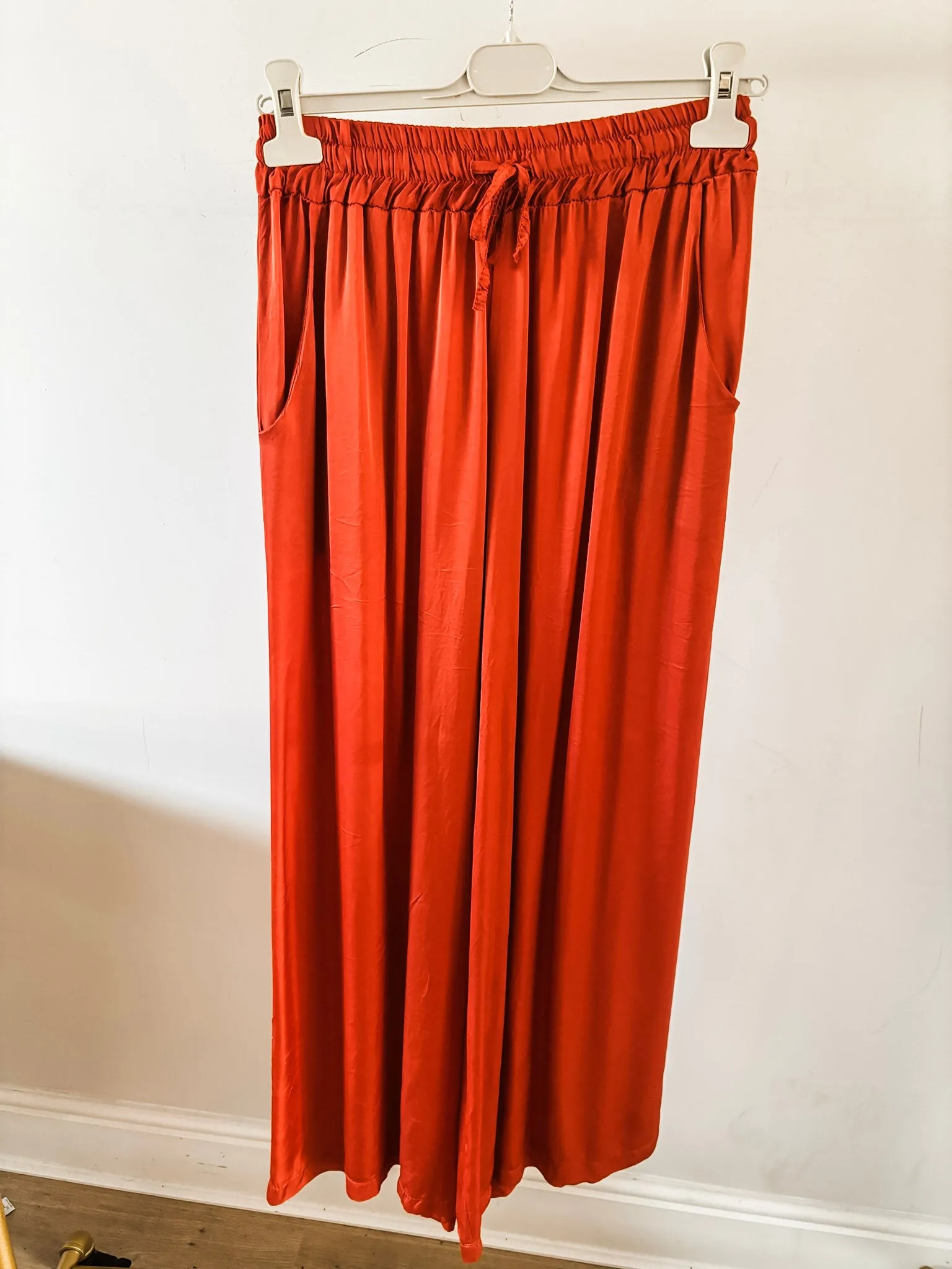 Silk Blend Wide Leg Trousers