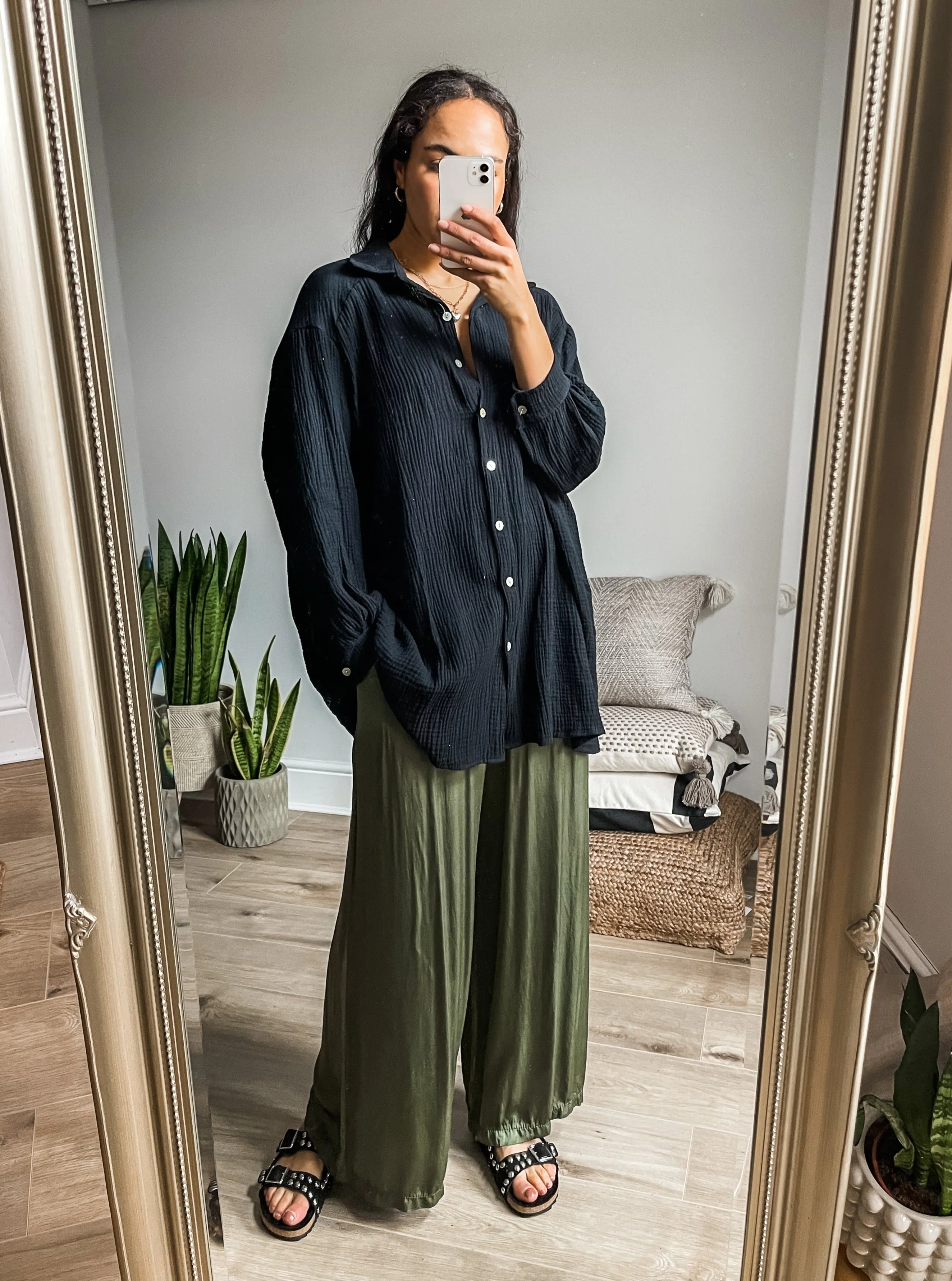 Silk Blend Wide Leg Trousers