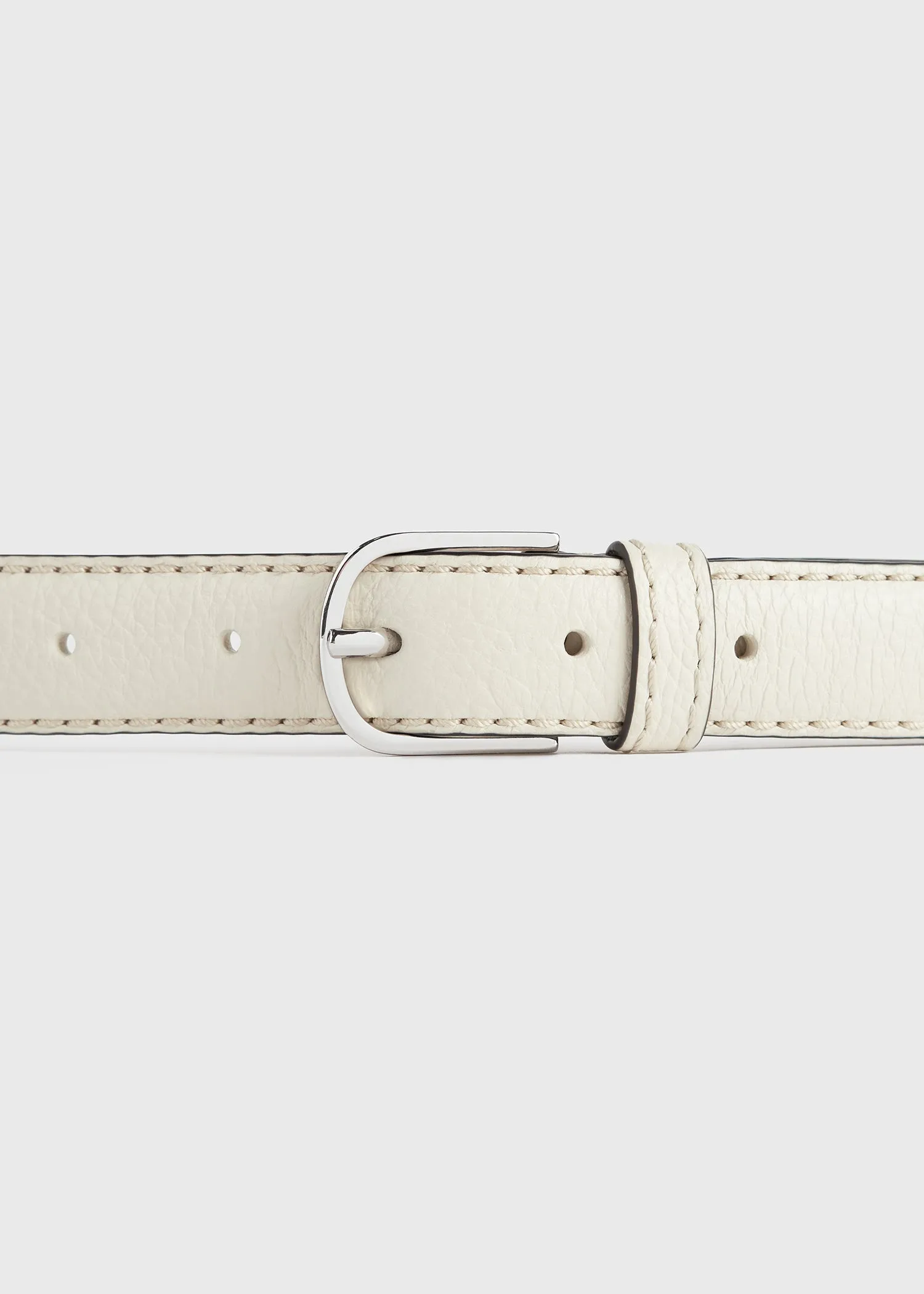 Slim grained-leather trouser belt milk