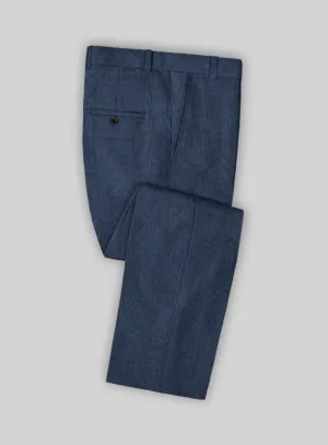 Solbiati Artic Blue Check Linen Pants