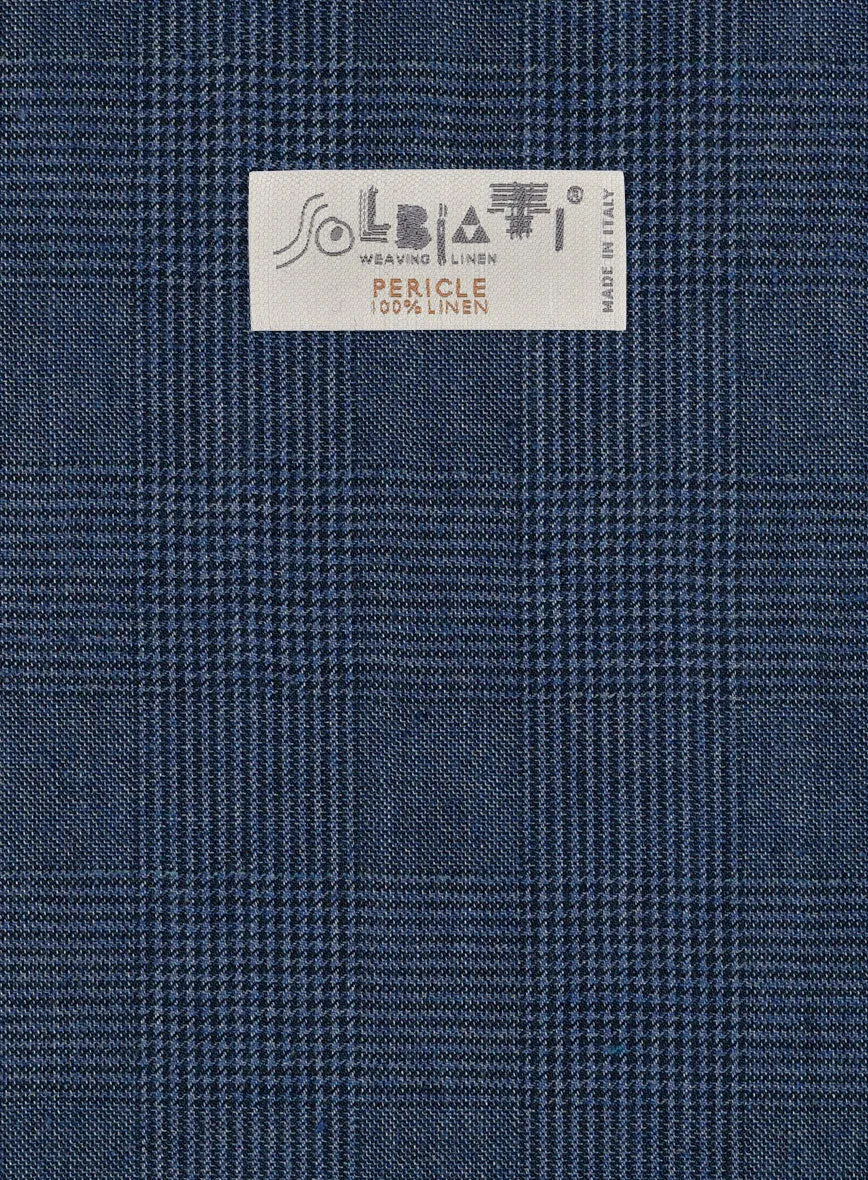 Solbiati Artic Blue Check Linen Pants