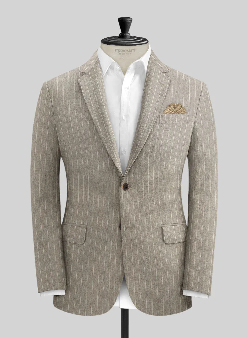 Solbiati Dark Beige Stripe Linen Suit