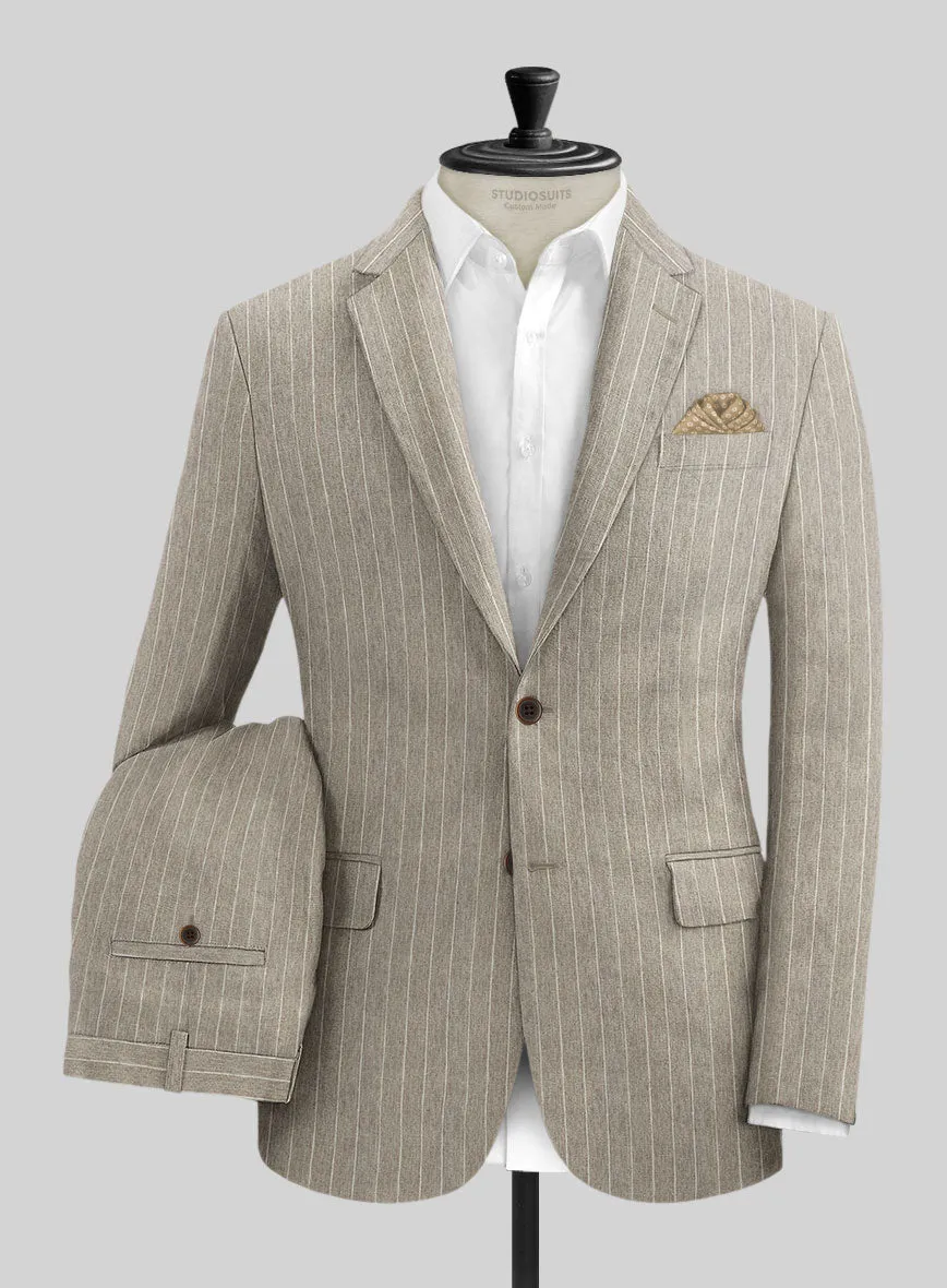 Solbiati Dark Beige Stripe Linen Suit