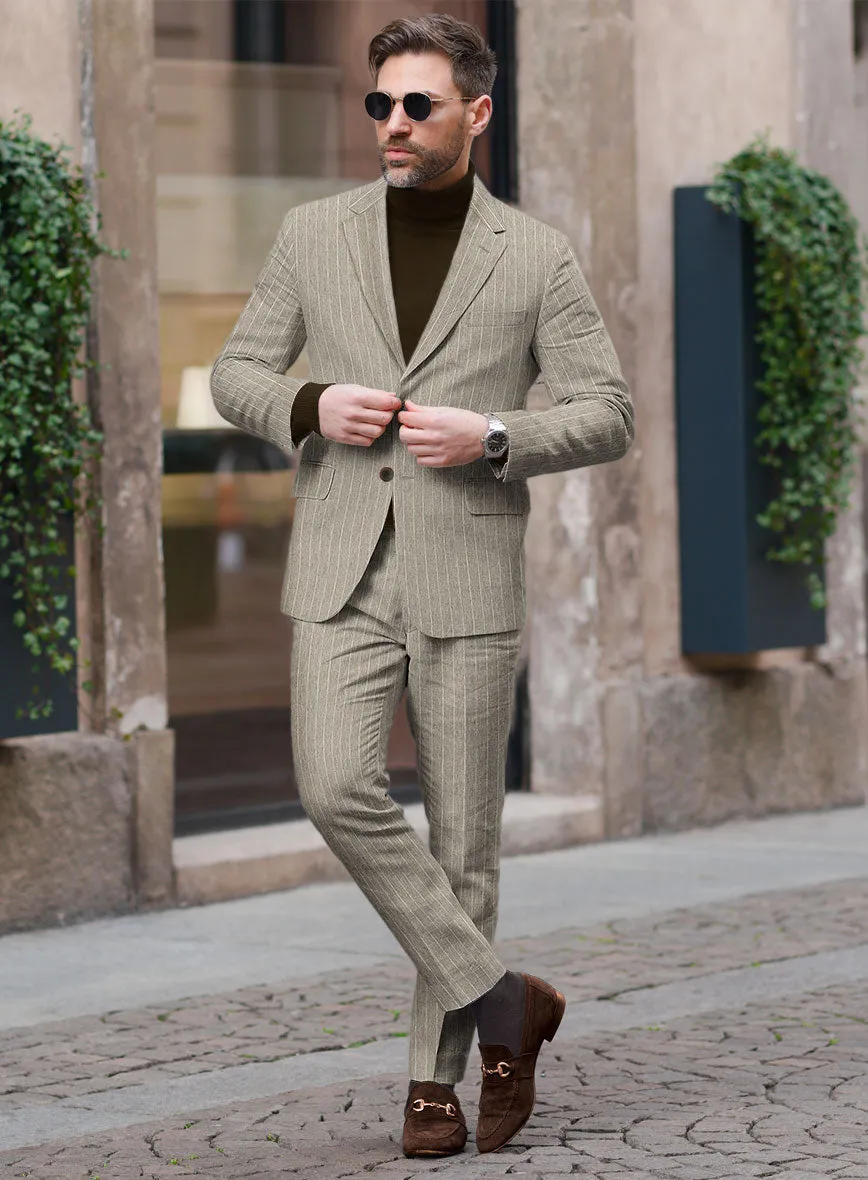 Solbiati Dark Beige Stripe Linen Suit