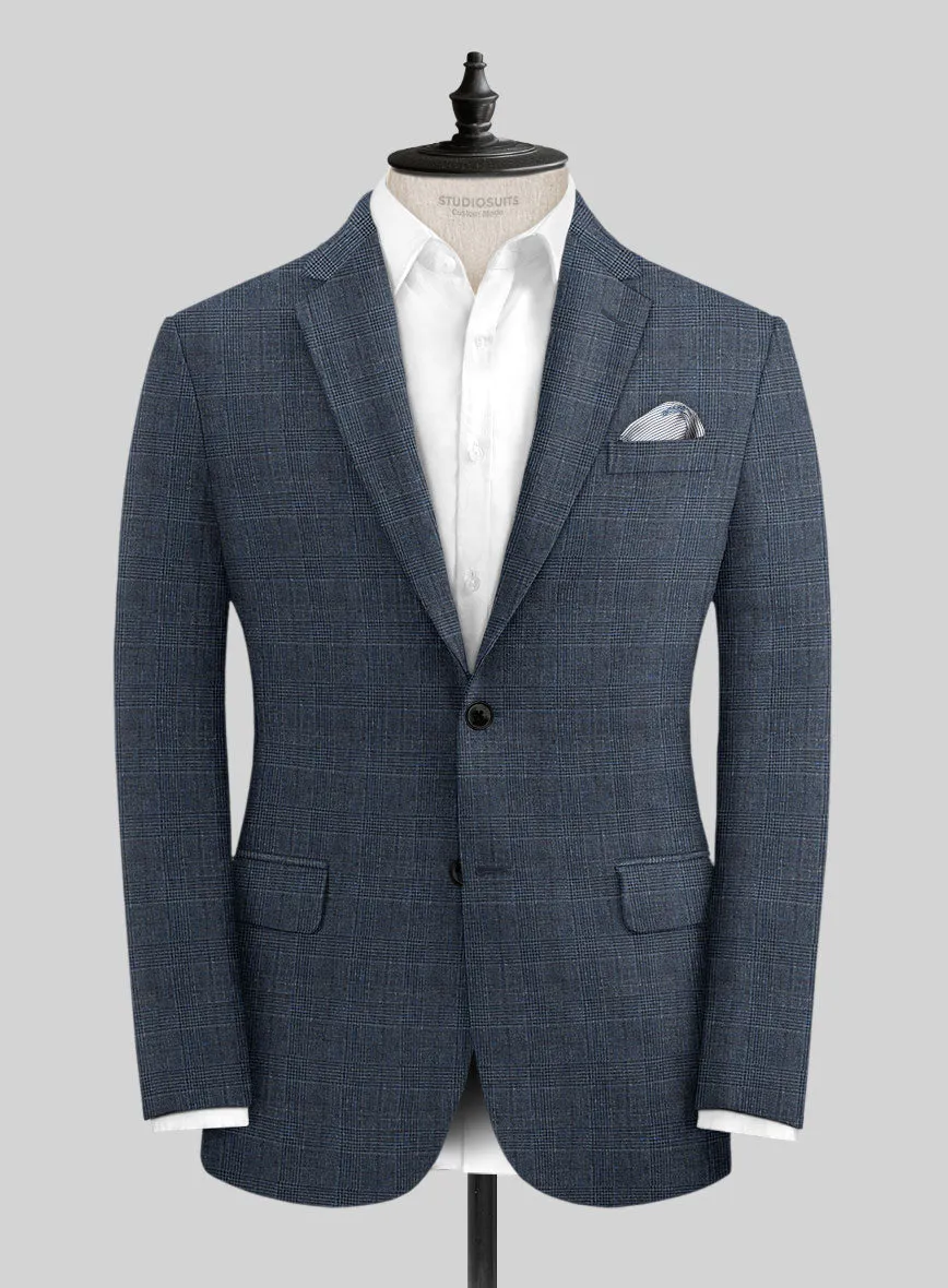 Solbiati Empire Blue Glen Linen Suit