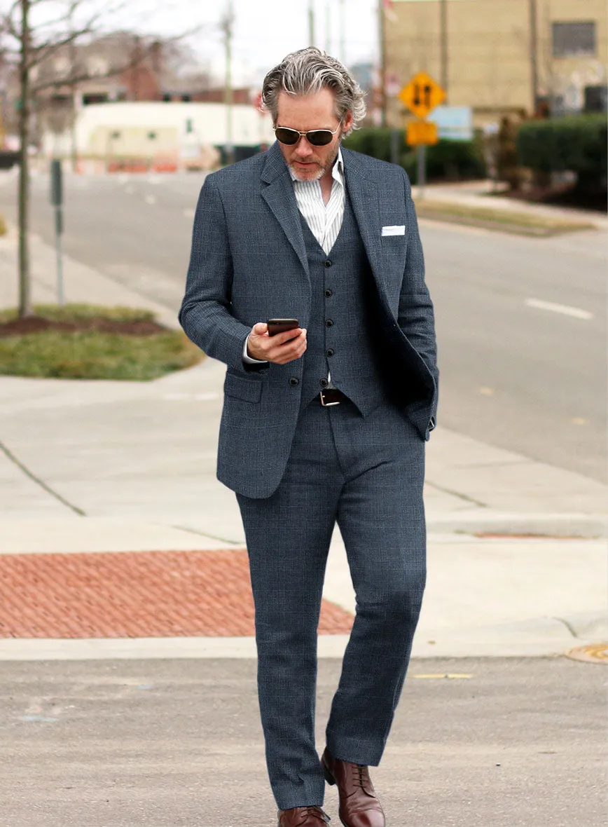 Solbiati Empire Blue Glen Linen Suit