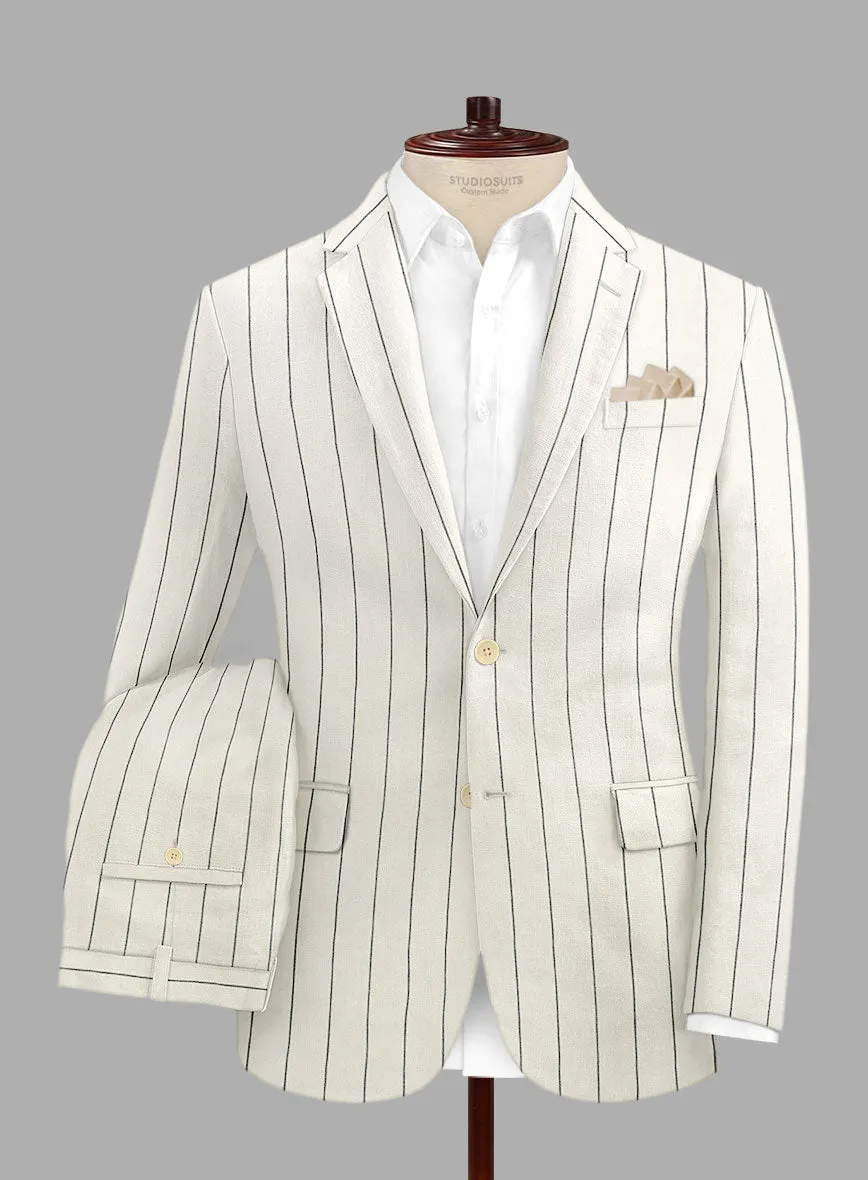 Solbiati Ivory Wide Stripe Linen Suit