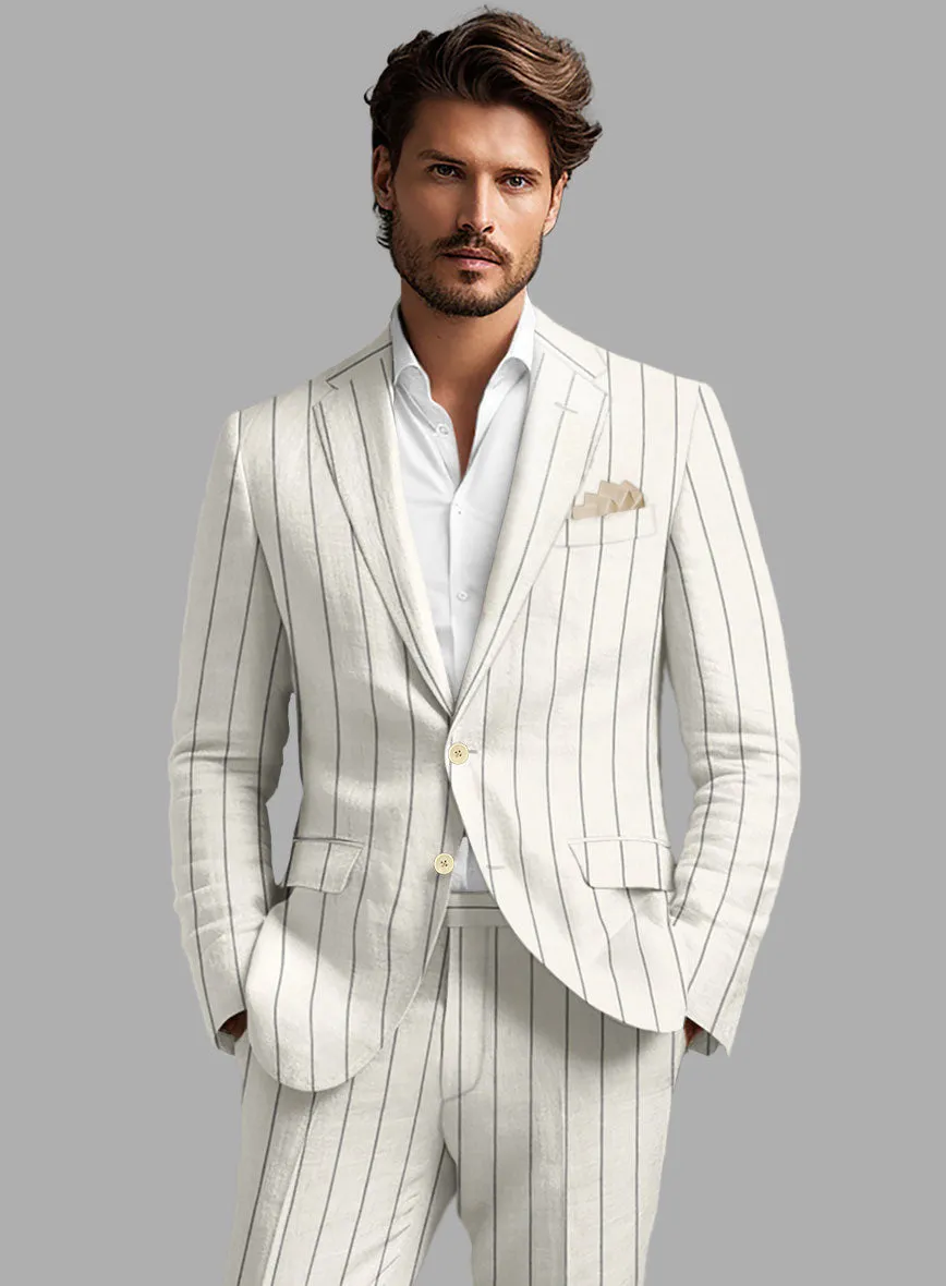 Solbiati Ivory Wide Stripe Linen Suit