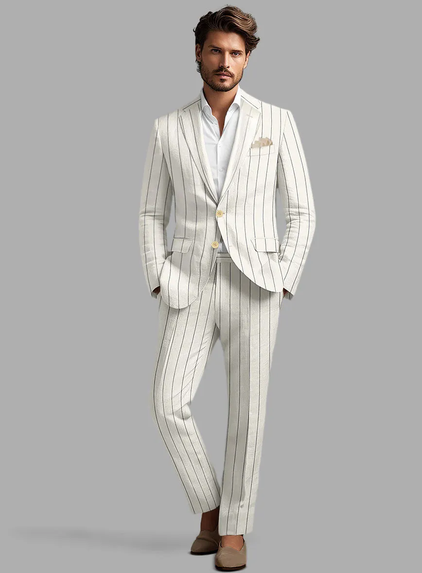 Solbiati Ivory Wide Stripe Linen Suit