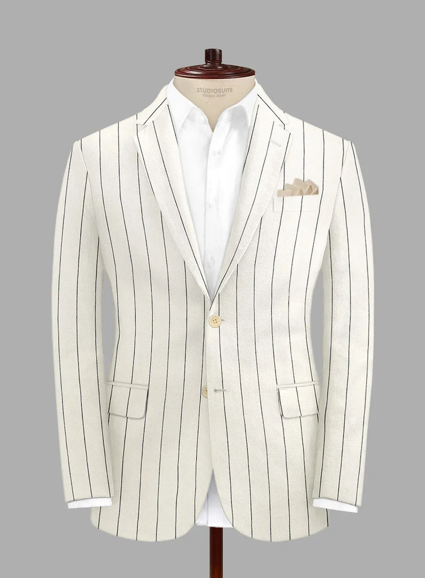 Solbiati Ivory Wide Stripe Linen Suit