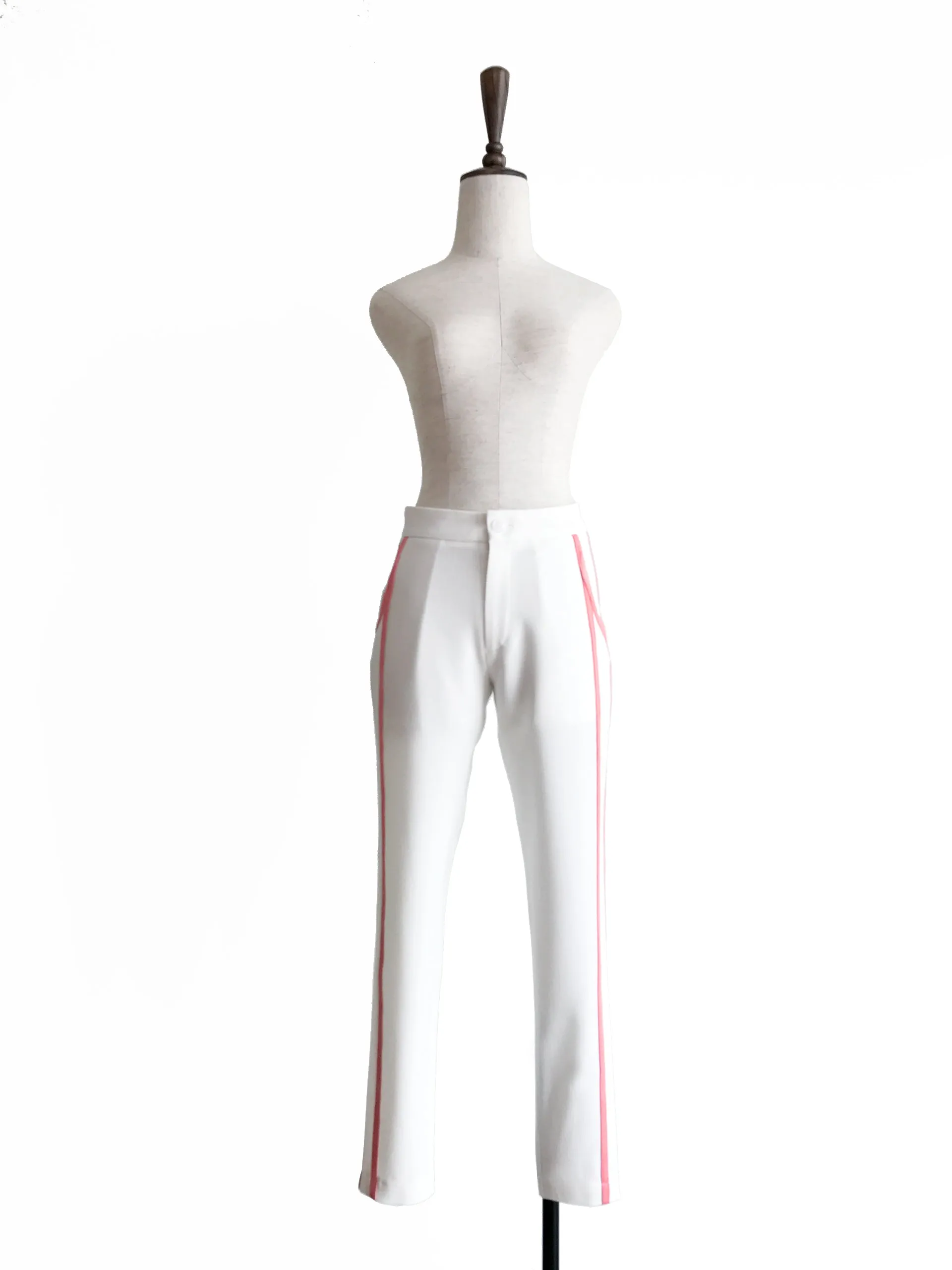 SPECIAL! White Side Ribbed Trims Skinny Trousers