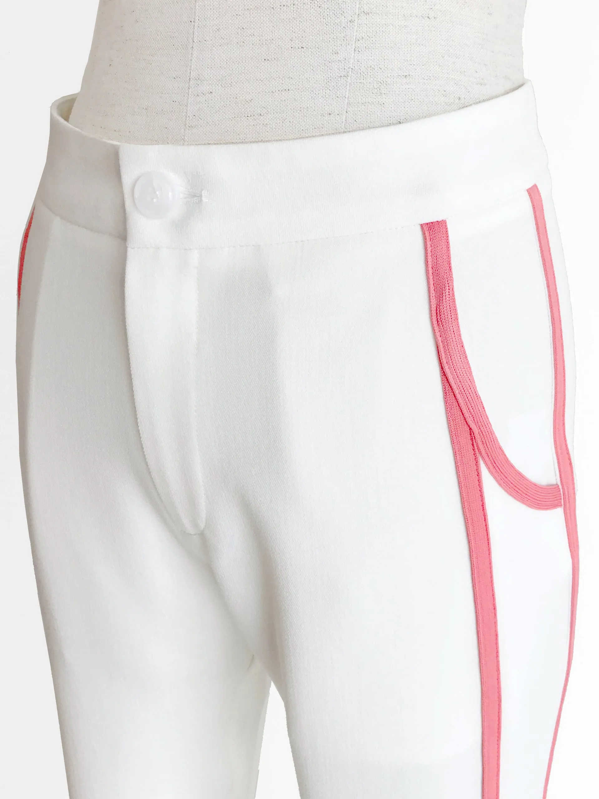 SPECIAL! White Side Ribbed Trims Skinny Trousers