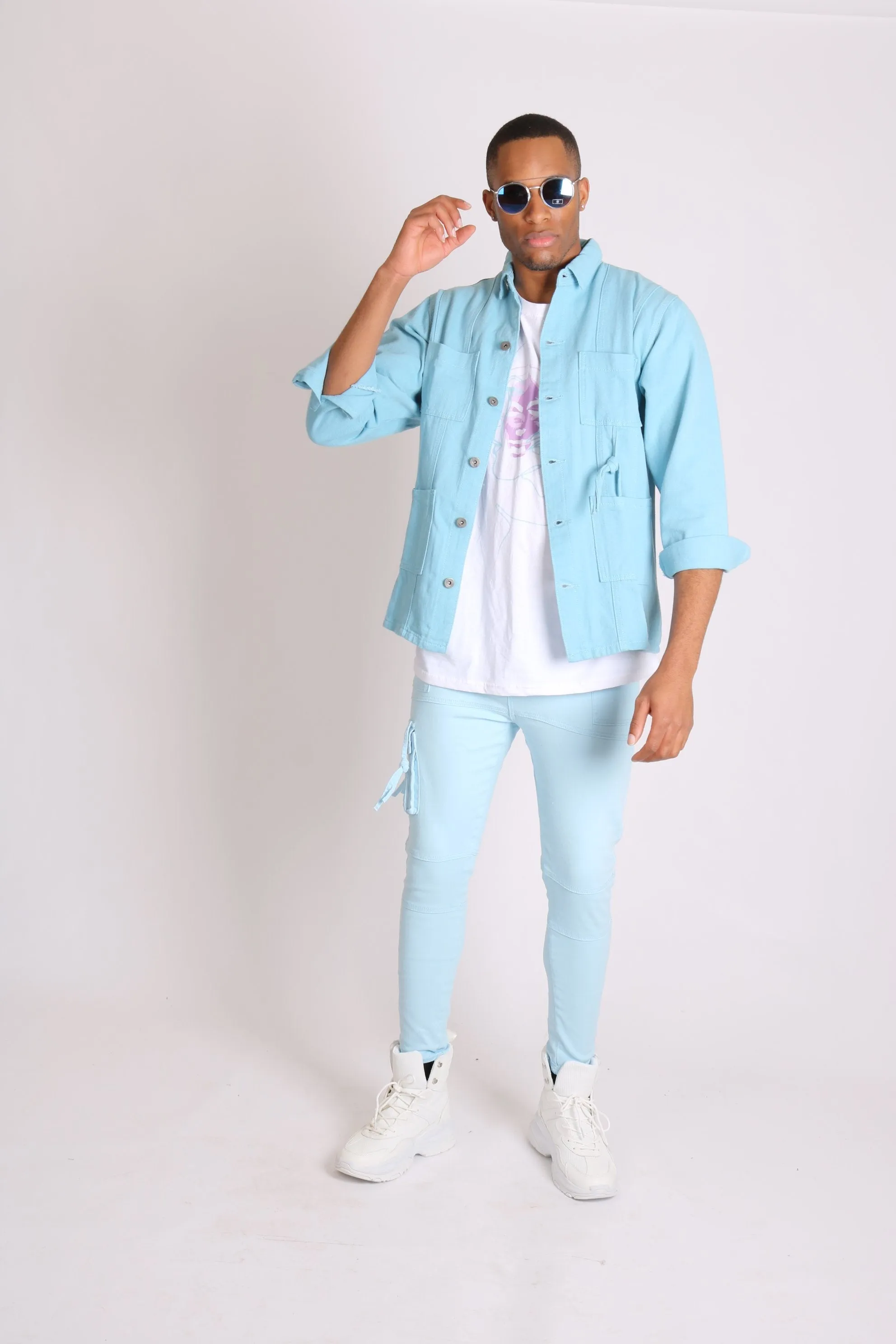 Utility Powder Blue Cargo Trousers