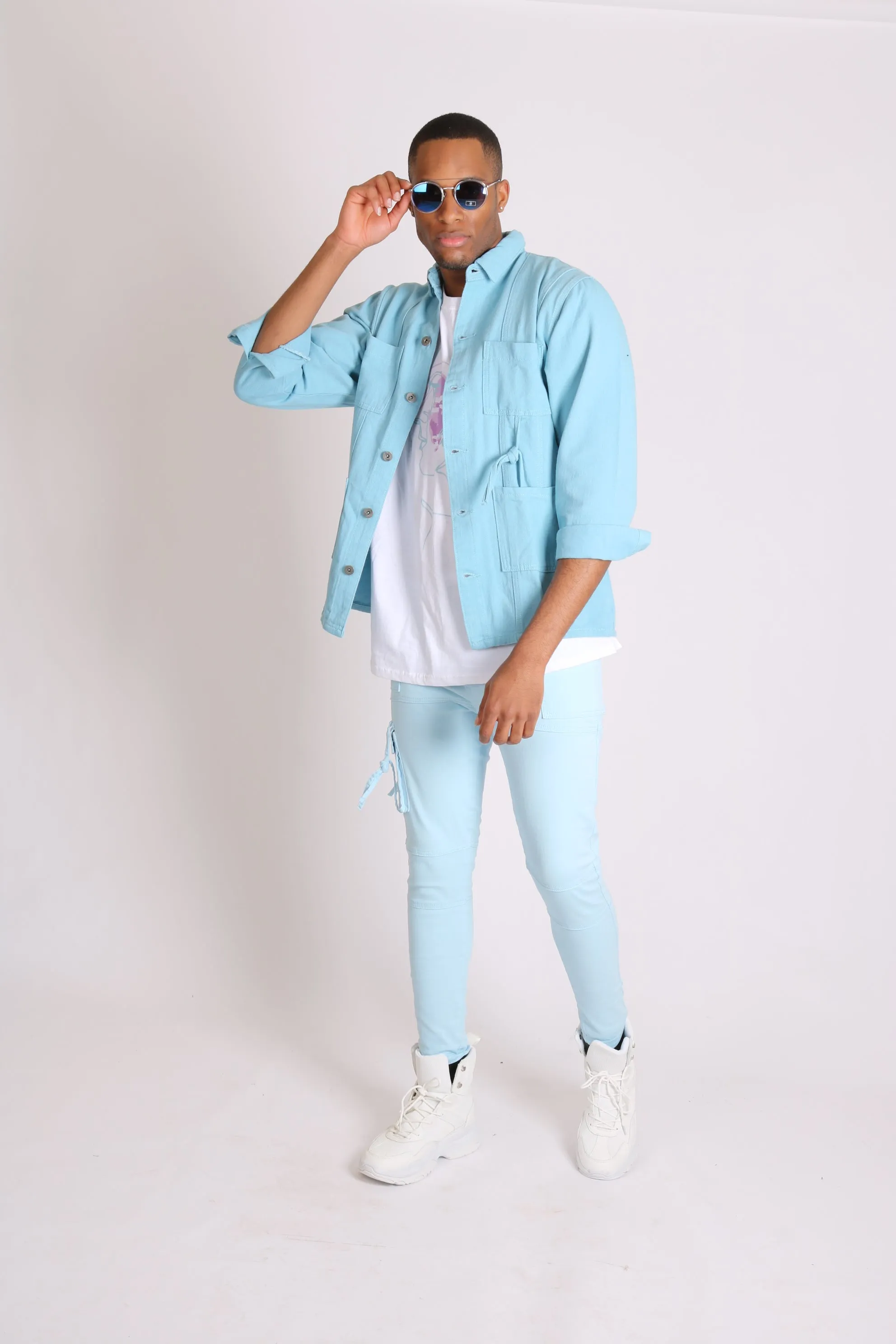 Utility Powder Blue Cargo Trousers