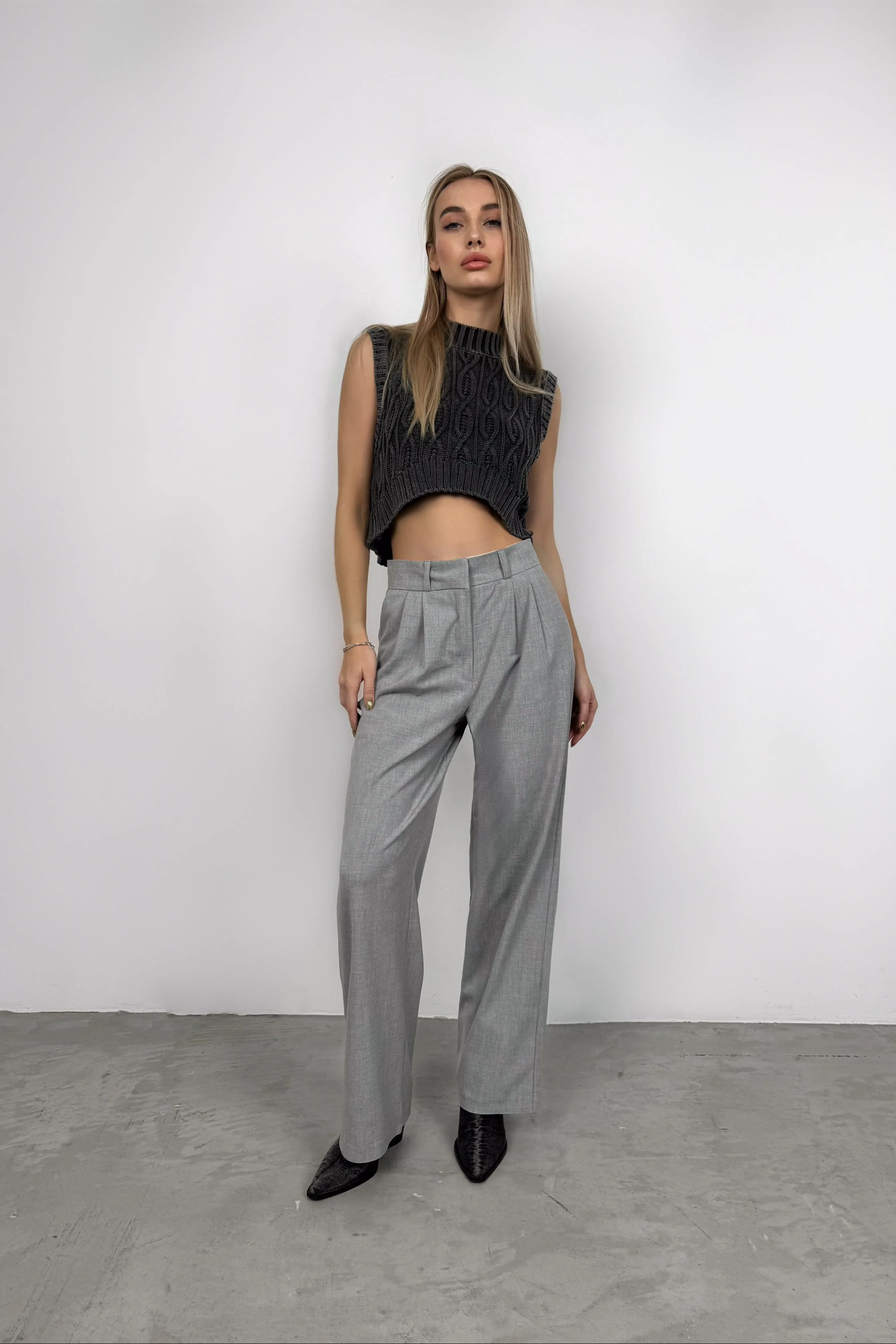 Waist Fold Palazzo Trousers