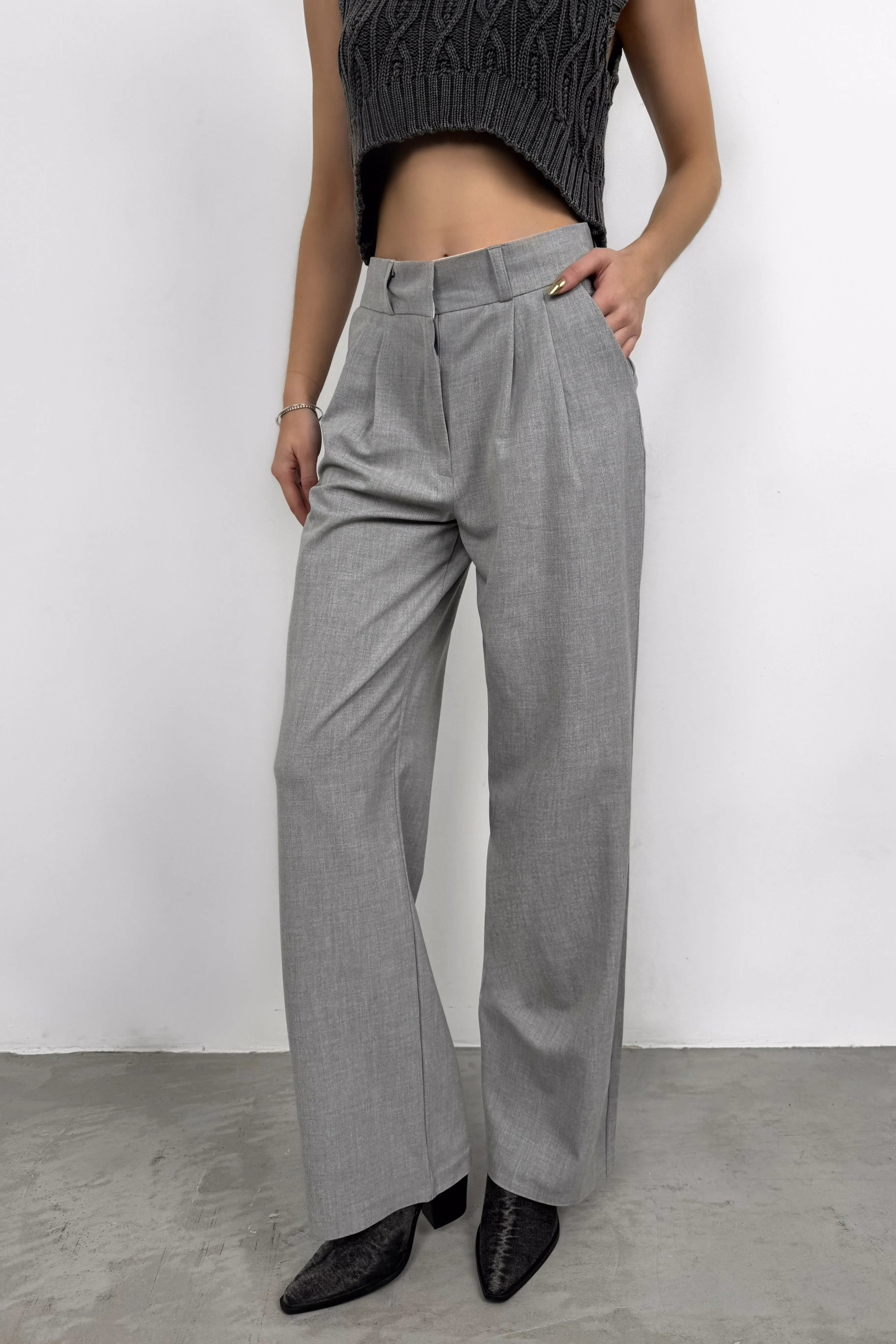 Waist Fold Palazzo Trousers