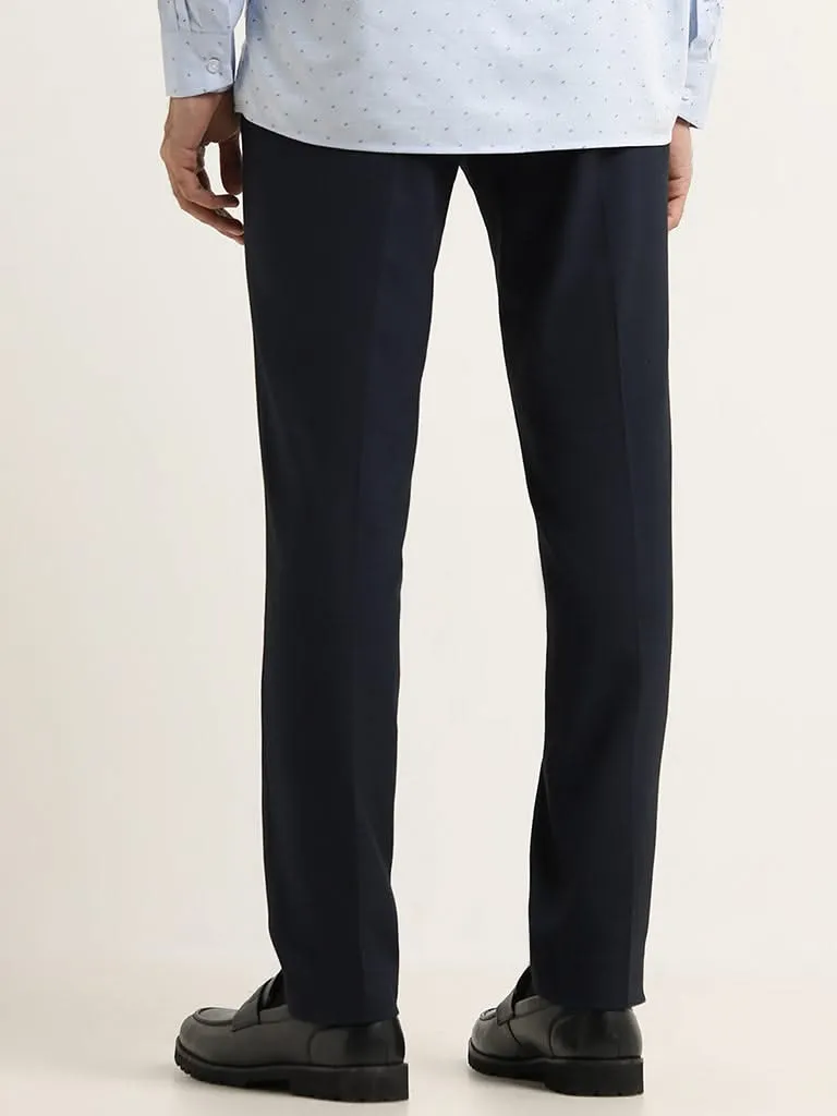 WES Formals Navy Slim Fit Trousers