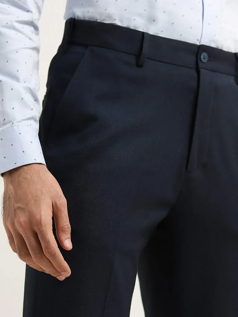 WES Formals Navy Slim Fit Trousers