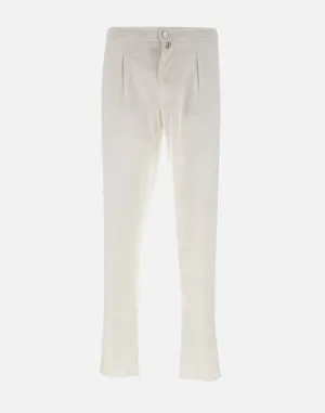 White Cotton and Lyocell Jogger Trousers