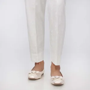 White Embroidered Cambric Slim Fit Trouser PS3562