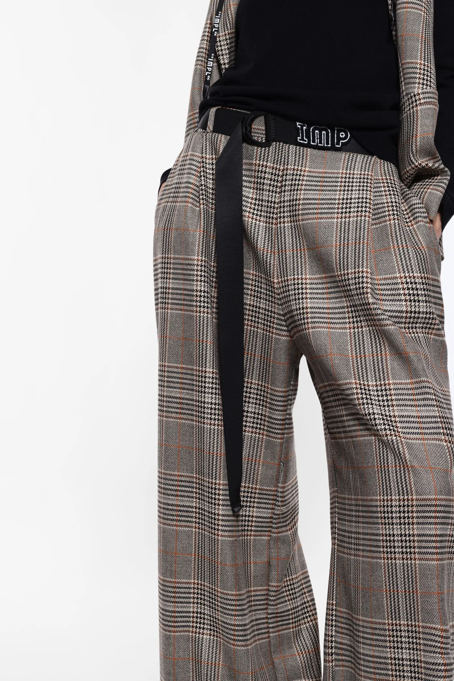 Wide Leg Check Trousers