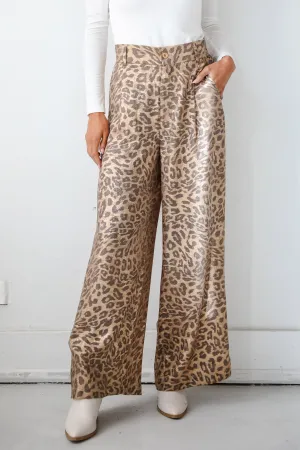 Wildly Poised Leopard Metallic Trouser Pants