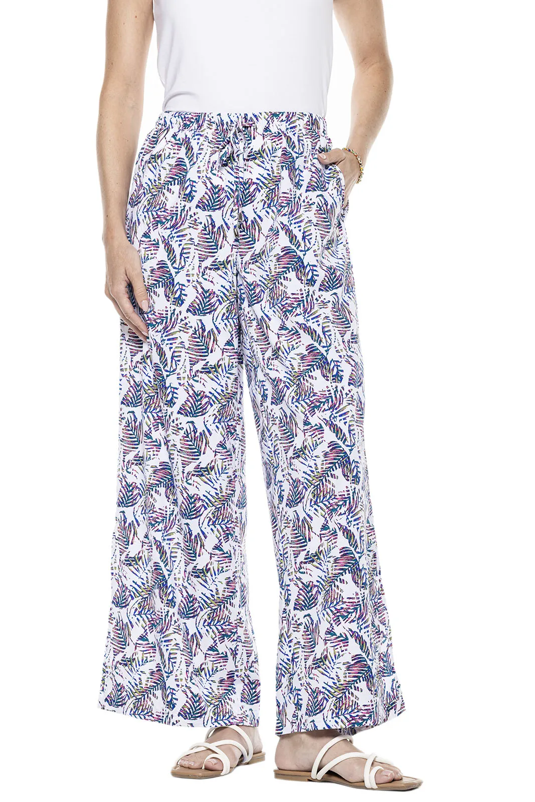 Women's Petra Wide Leg Pants | Magnolia Pink Beach Leaves