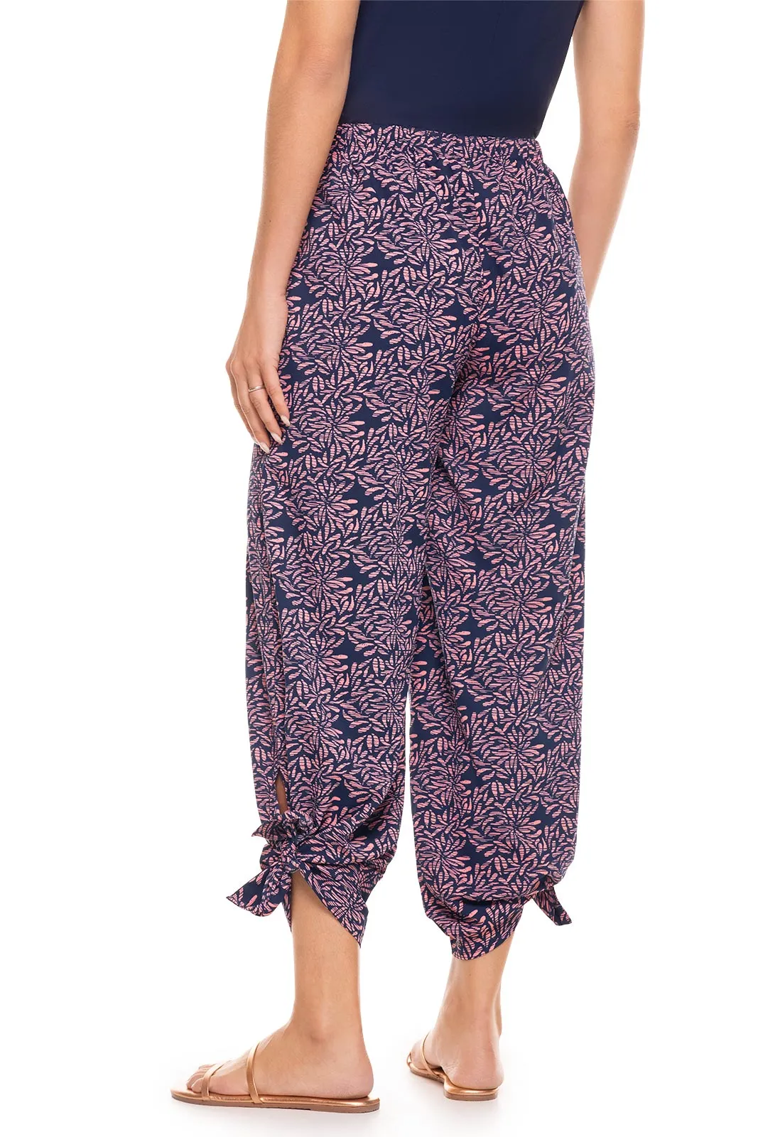 Women's Petra Wide Leg Pants  |  Peachy Pink Etched Flowers