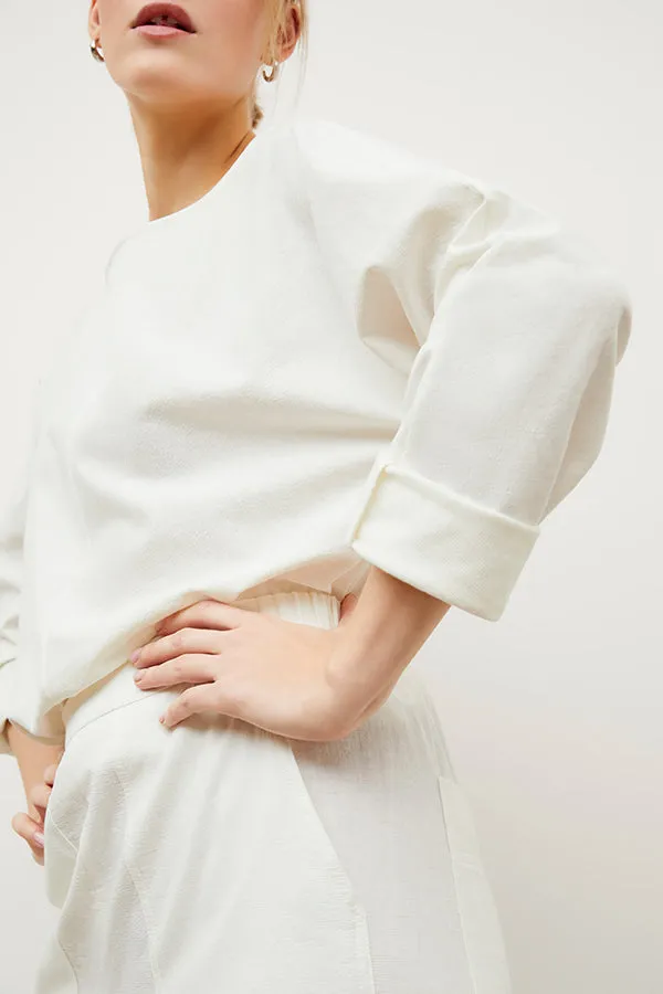 Wren Top - Double-Faced Linen :: Ivory