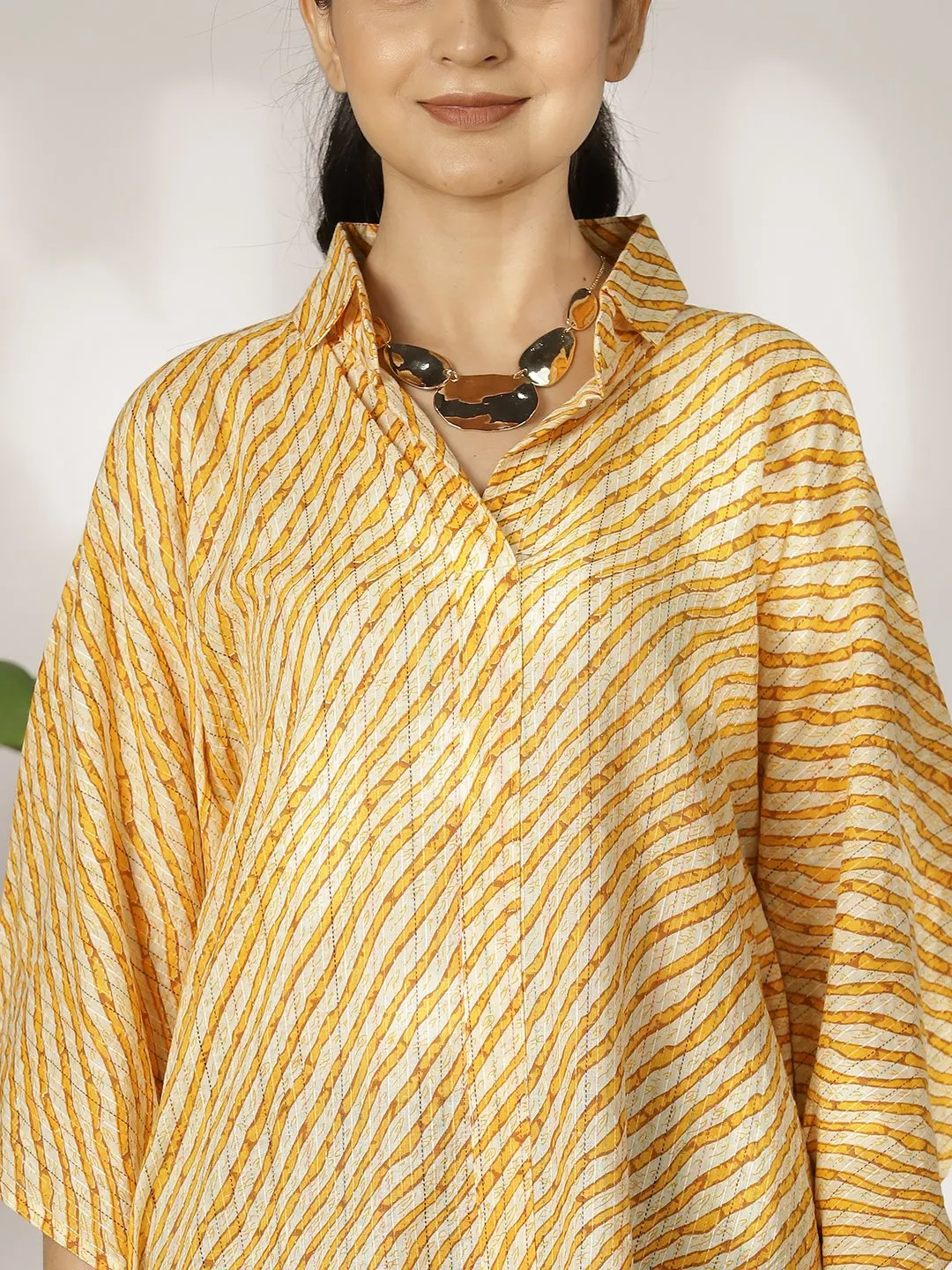 YellowStripes Cotton ShirtKaftan