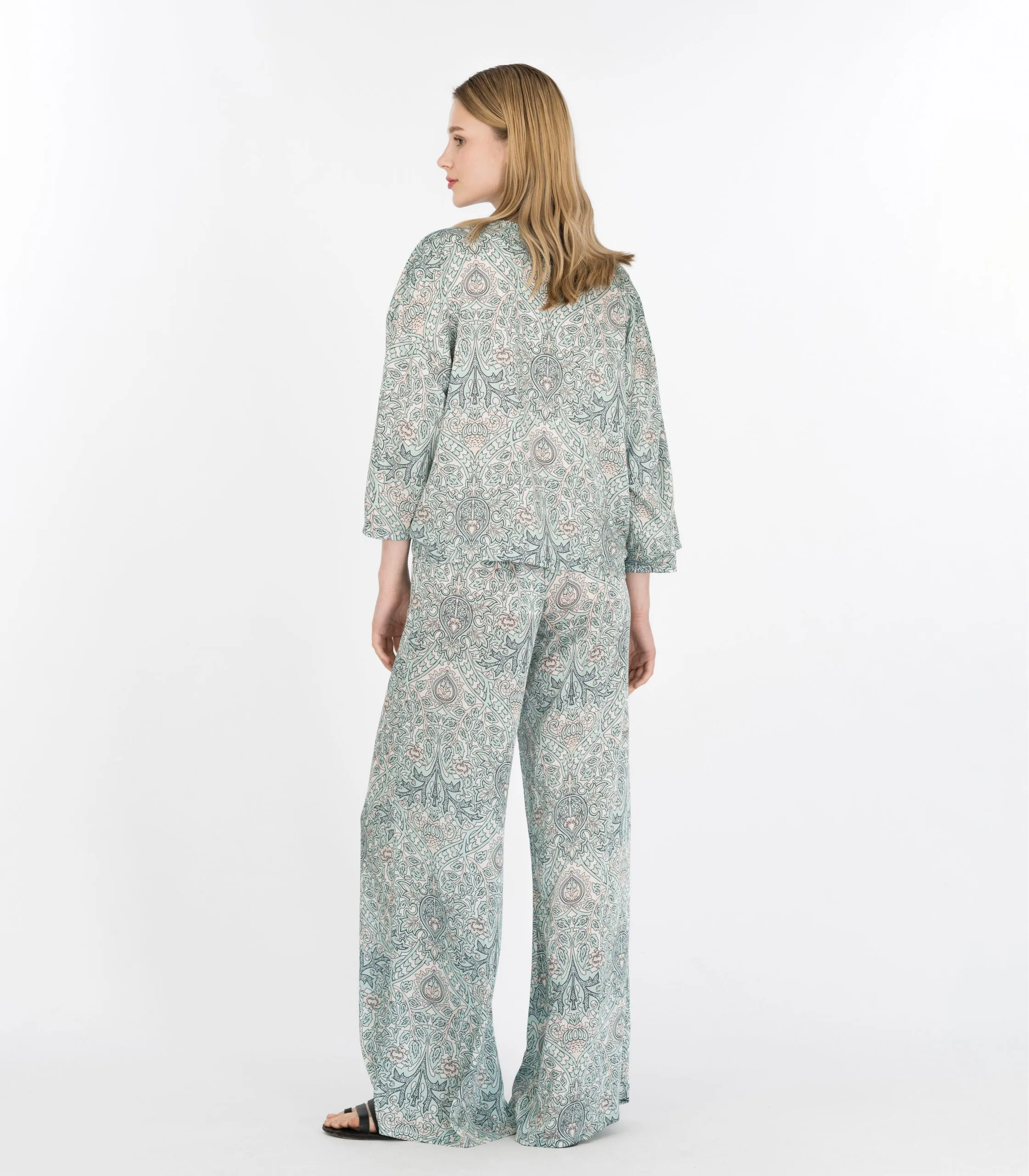 Zen Print Loose Cut Trousers Green